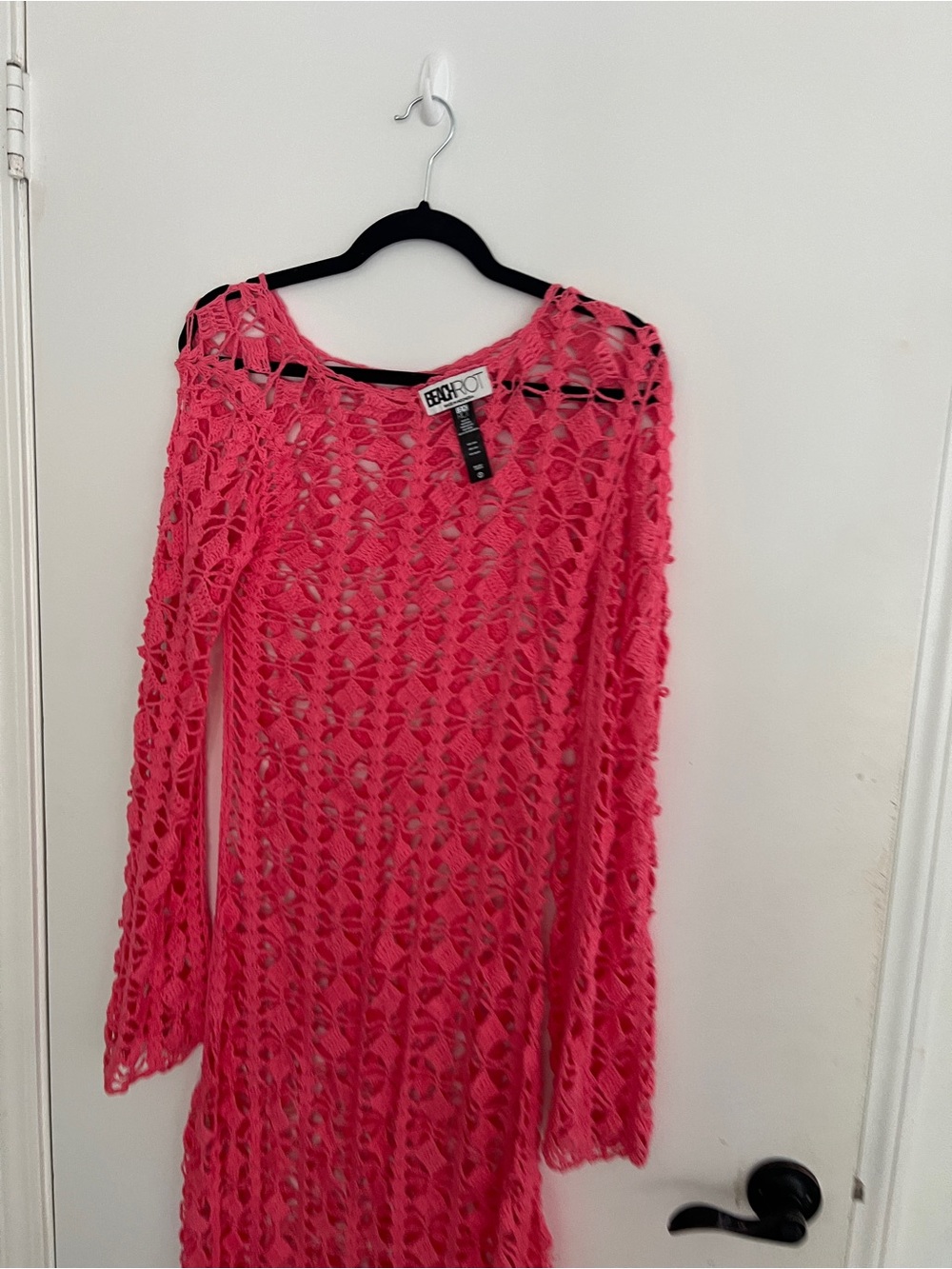 Beach Riot pink red Crochet Long-Sleeve Maxi Coverup - Picture 4 of 7